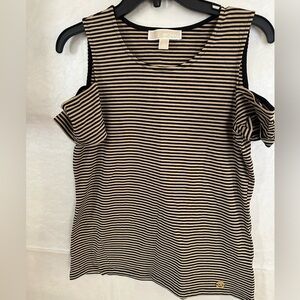 Michael Kors Black and White Sleeveless Cut-Out Blouse